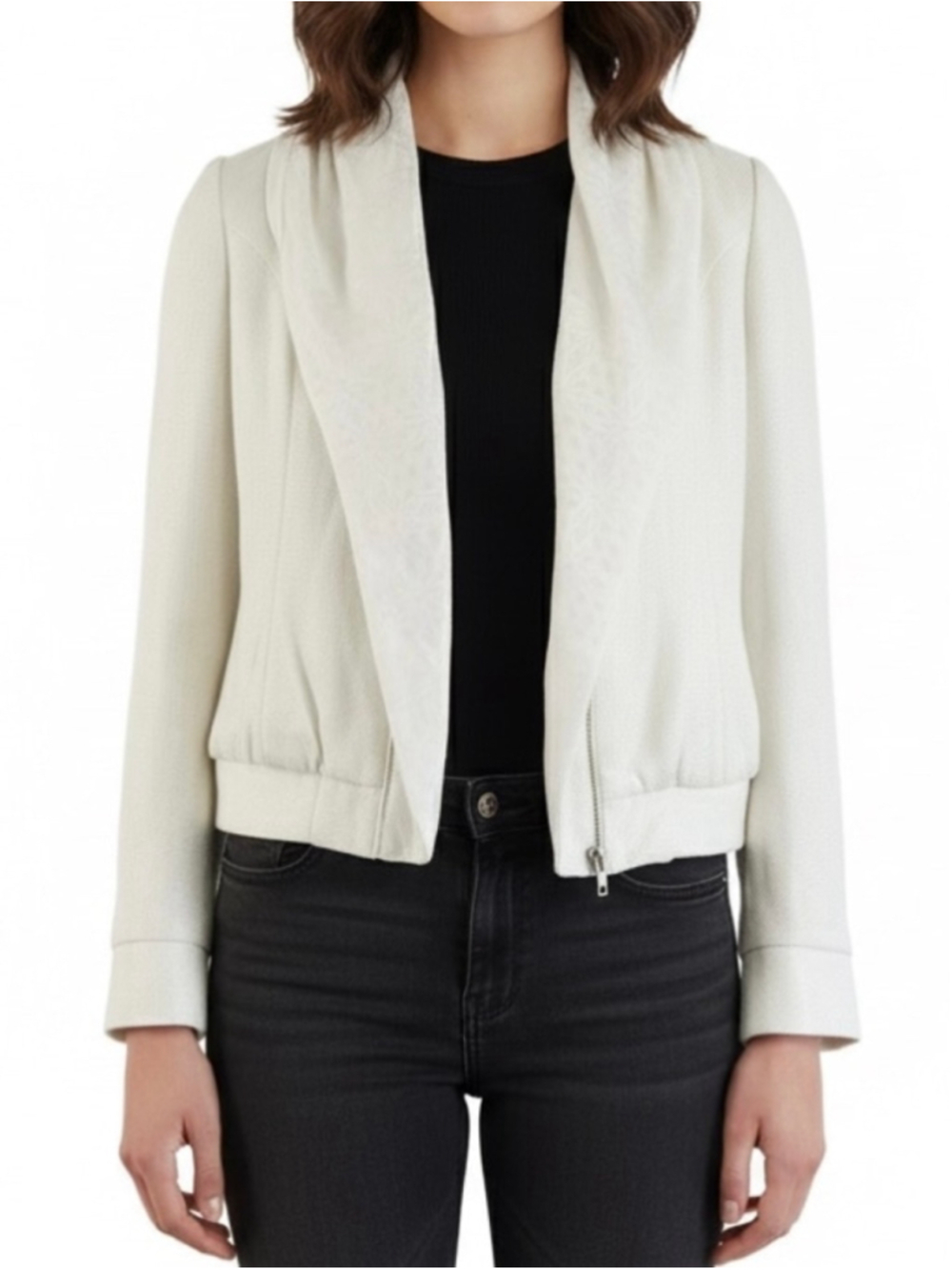 Alexander McQueen Draped Collar Bomber Jacket Size EU 38 US 2 Cream Lightweight
